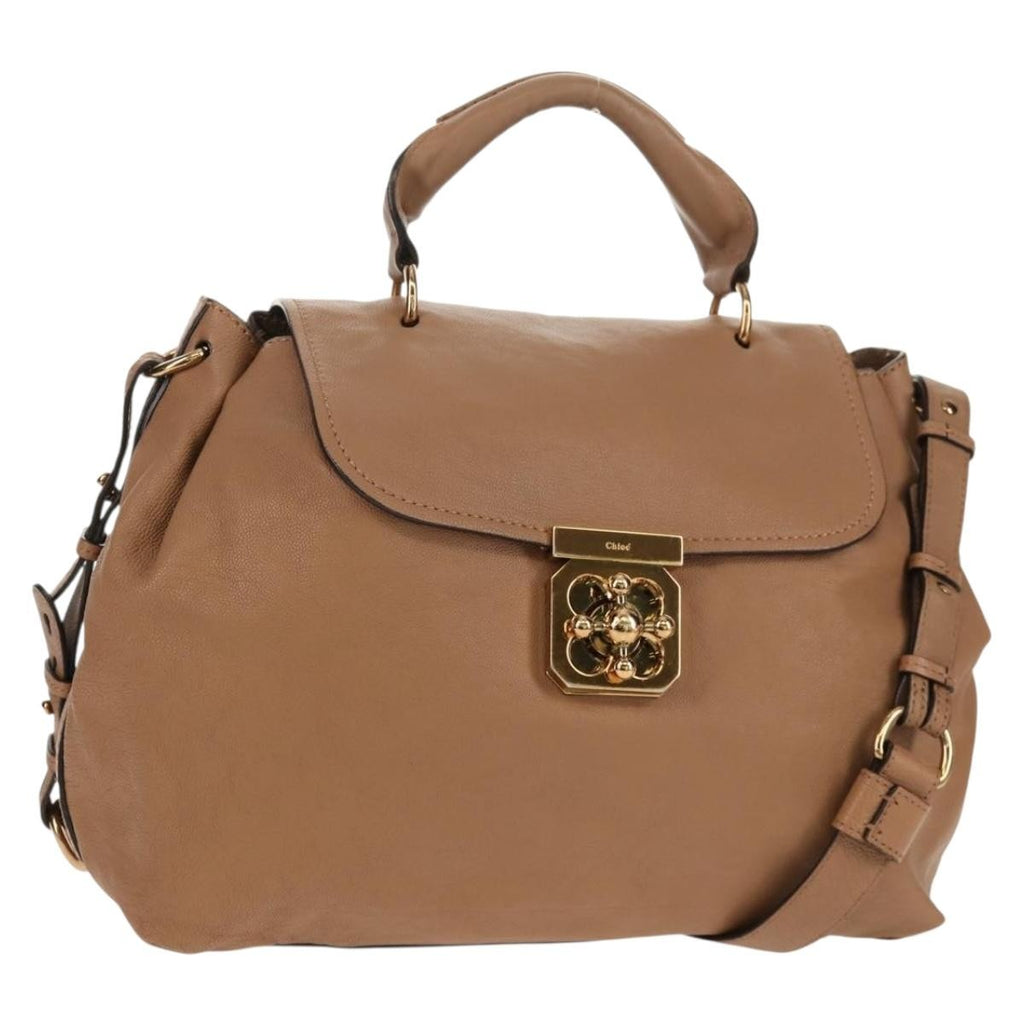 Chloe Elsie Convertible Satchel Leather Beige Leather Handbag (Authentic  )