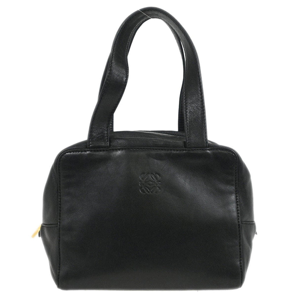 Loewe Anagram Handbag Leather Black Leather Handbag (Authentic  )
