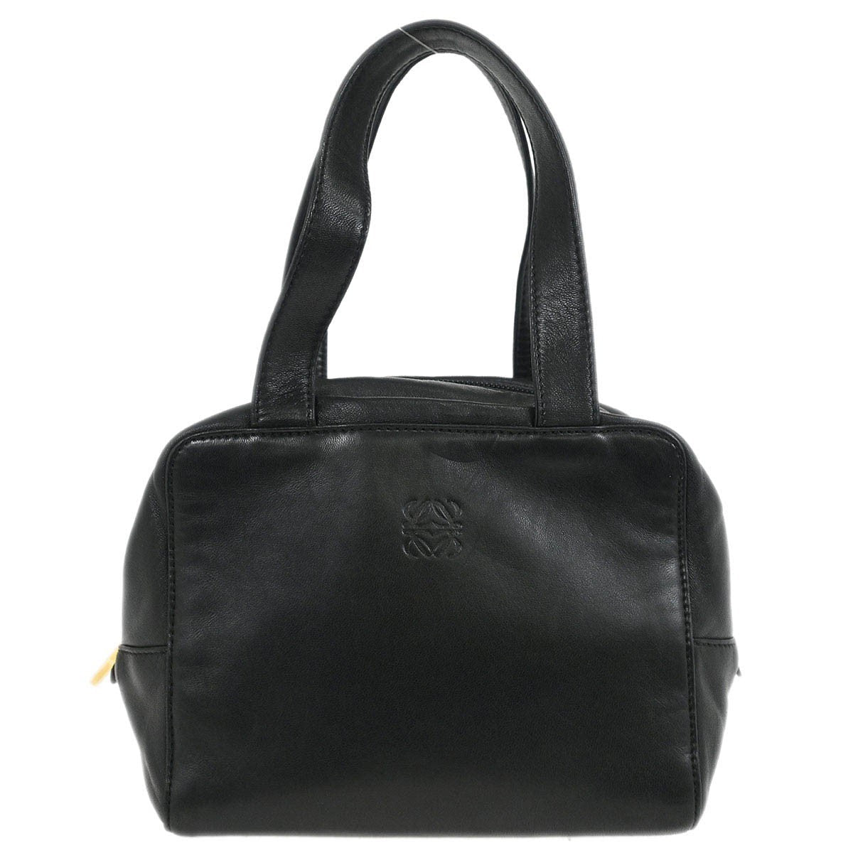 Loewe Anagram Handbag Leather Black Leather Handbag (Authentic  )