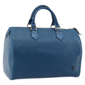 Louis Vuitton Speedy Handbag Epi Leather Blue Leather Handbag ( )