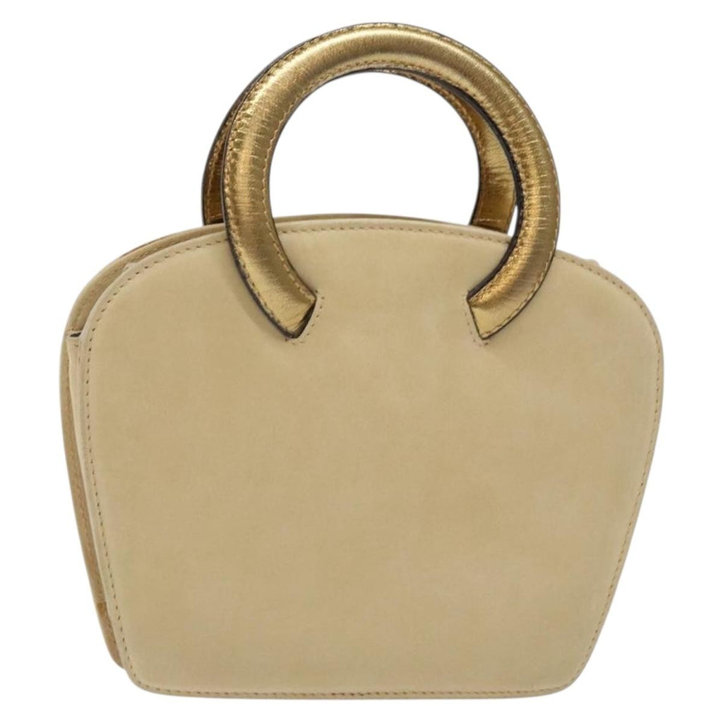 Salvatore Ferragamo Vintage Handbag Suede Beige Suede Handbag (Authentic  )