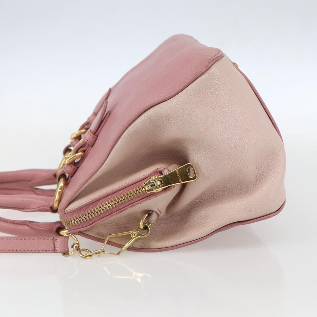 Miu Miu Madras Bowler Bag Leather Pink Leather Handbag (Authentic  )
