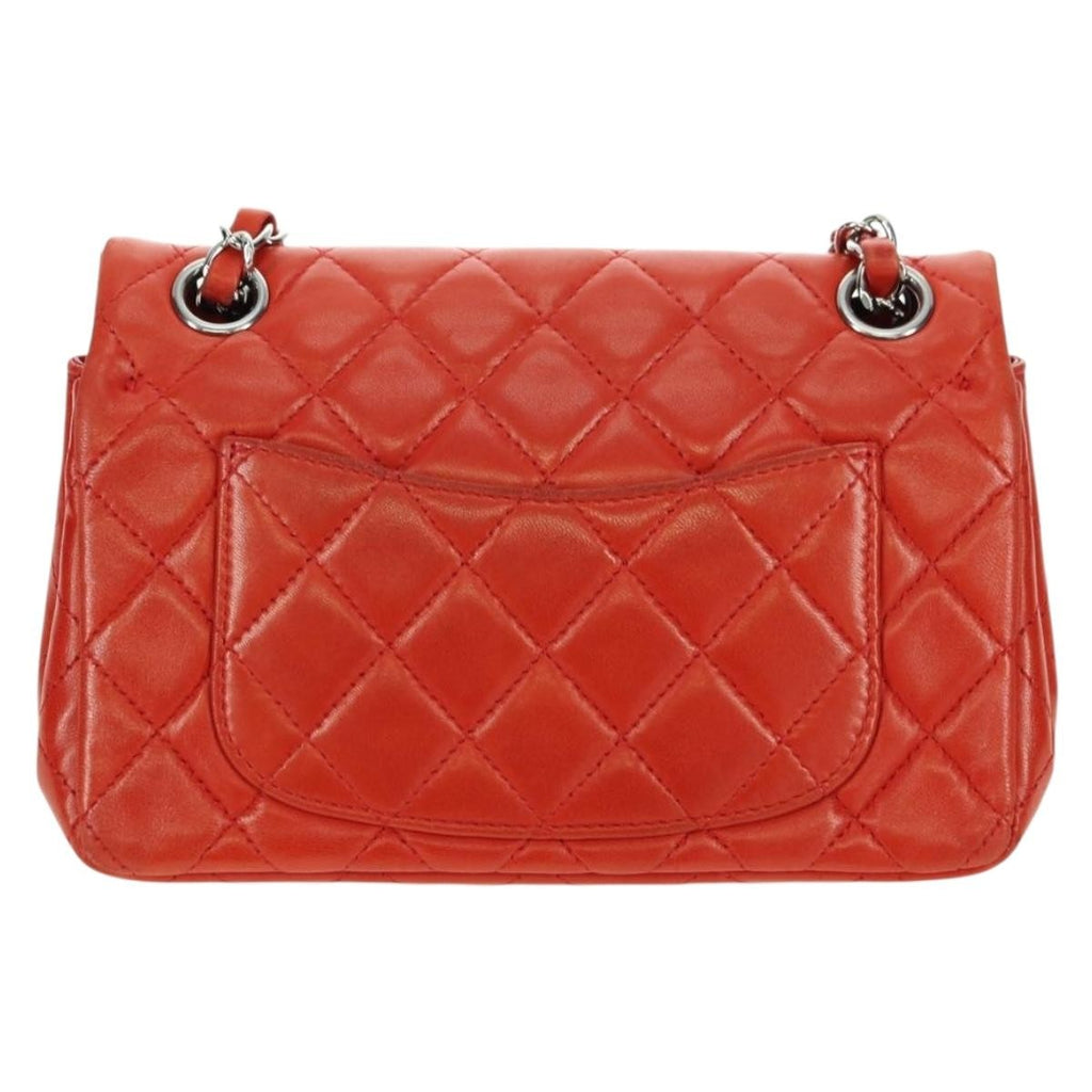 Chanel Flap Shoulder Bag Leather Red Leather Handbag ( )