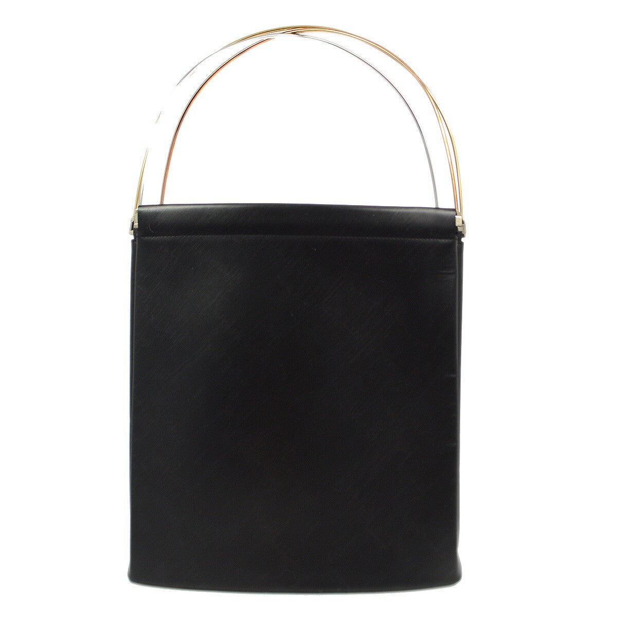 Cartier Trinity Hand Bag Leather Black Leather Handbag (Authentic  )