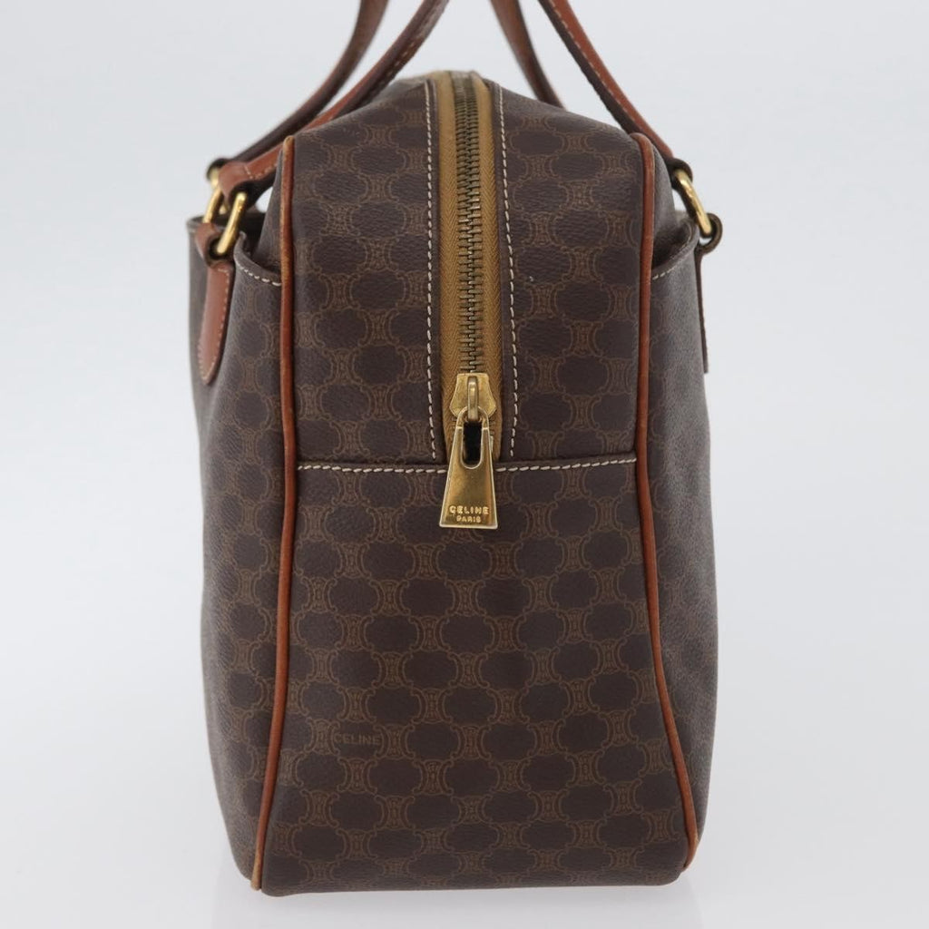 Celine Vintage Macadam Handbag Canvas And Leather Brown Canvas Handbag (Authentic  )