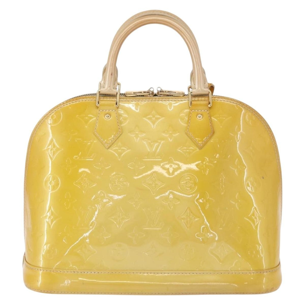 Louis Vuitton Alma Handbag Patent Leather Yellow Patent_Leather Handbag (Authentic  )