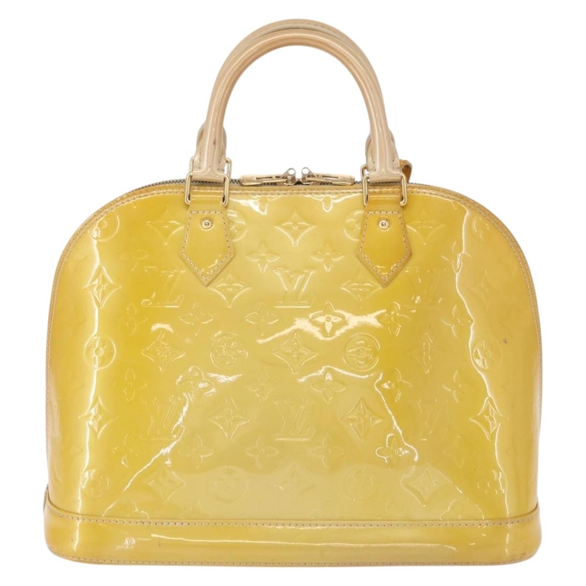 Louis Vuitton Alma Handbag Patent Leather Yellow Patent_Leather Handbag (Authentic  )