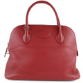 Hermes Bolide Bag Clemence Red Leather Handbag (Authentic  )