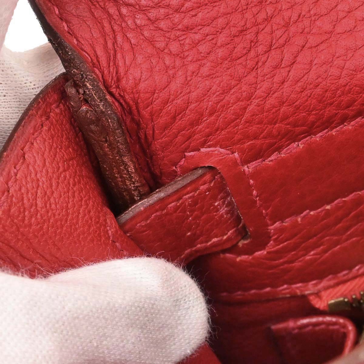 Hermes Kelly Handbag Red Togo With Gold Hardware Red Leather Handbag (Authentic  )