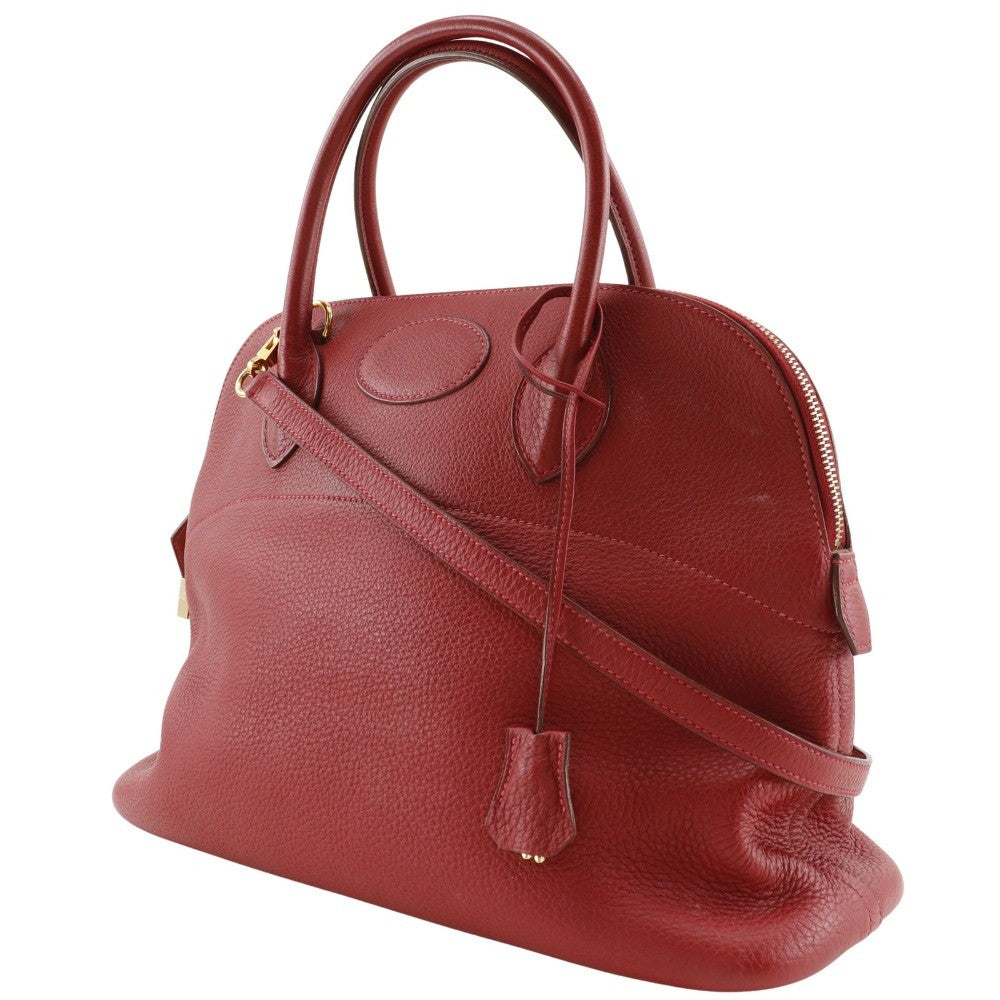 Hermes Bolide Bag Clemence Red Leather Handbag (Authentic  )