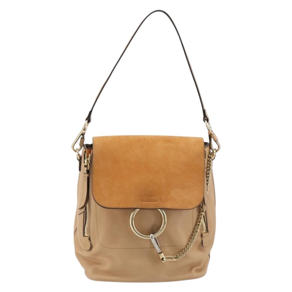 Chloe Faye Backpack Suede With Applique Beige Leather Backpack Bag ( )