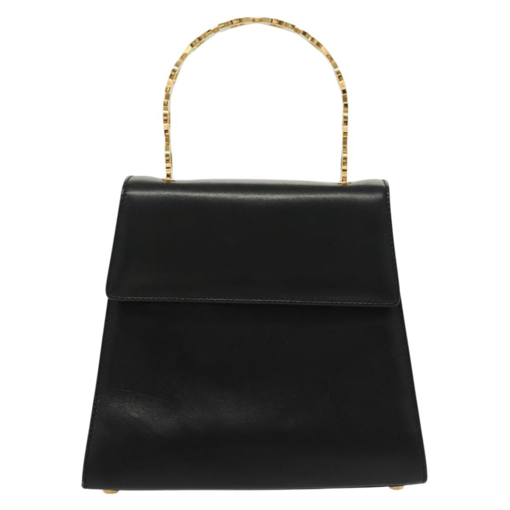 Salvatore Ferragamo Vintage Gancini Convertible Top Handle Bag Leather Black Leather Handbag (Authentic  )