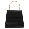 Salvatore Ferragamo Vintage Gancini Convertible Top Handle Bag Leather Black Leather Handbag (Authentic  )