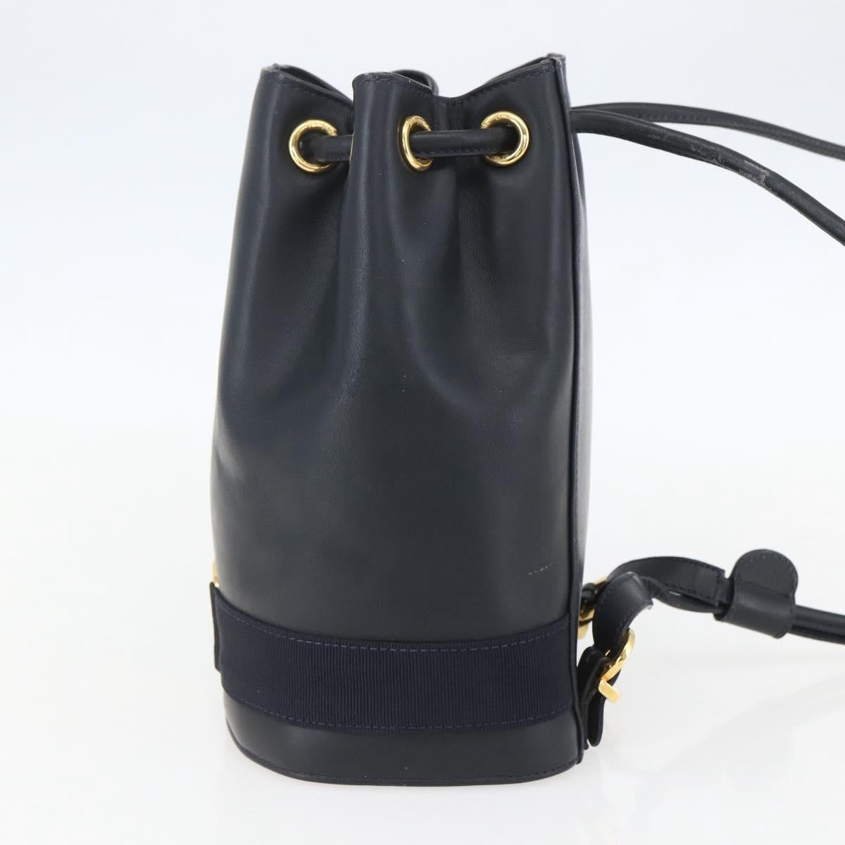 Salvatore Ferragamo Vala Backpack Leather Navy Leather Backpack Bag (Authentic  )
