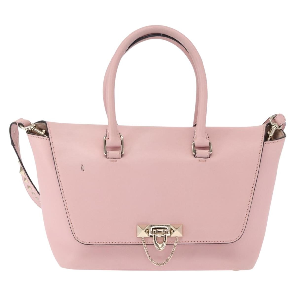 Valentino Garavani Demilune Flap Satchel Leather Pink Leather Handbag (Authentic  )