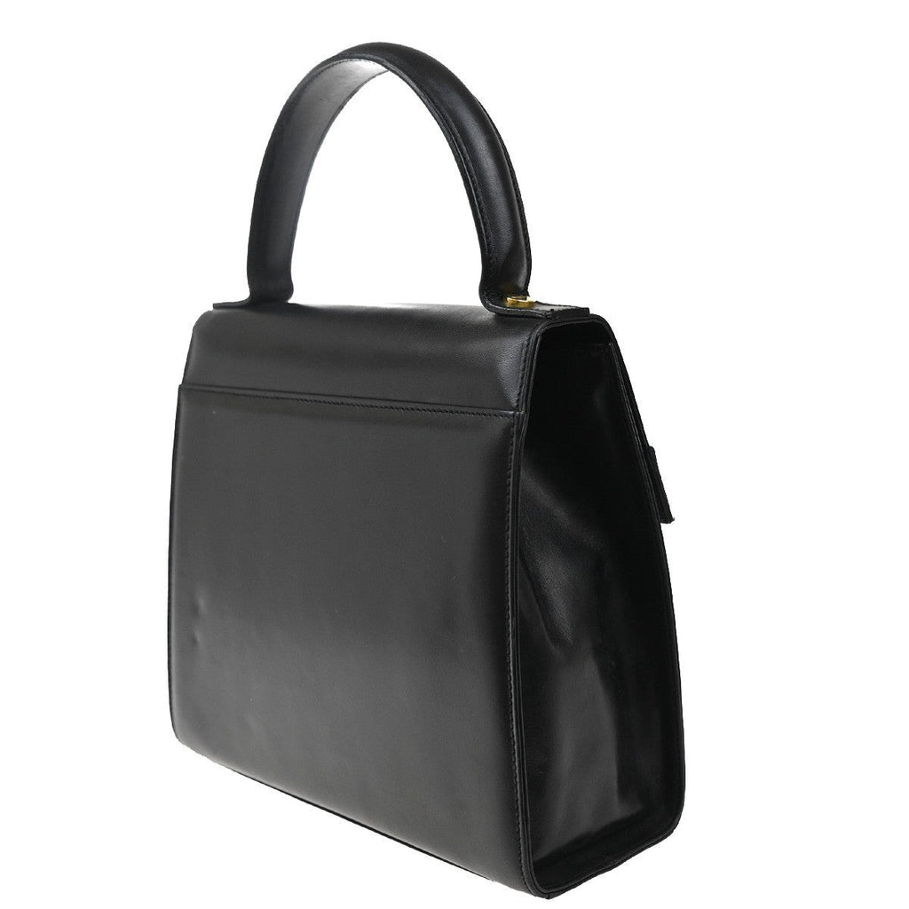 Salvatore Ferragamo Vala Handbag Leather Black Leather Handbag (Authentic  )