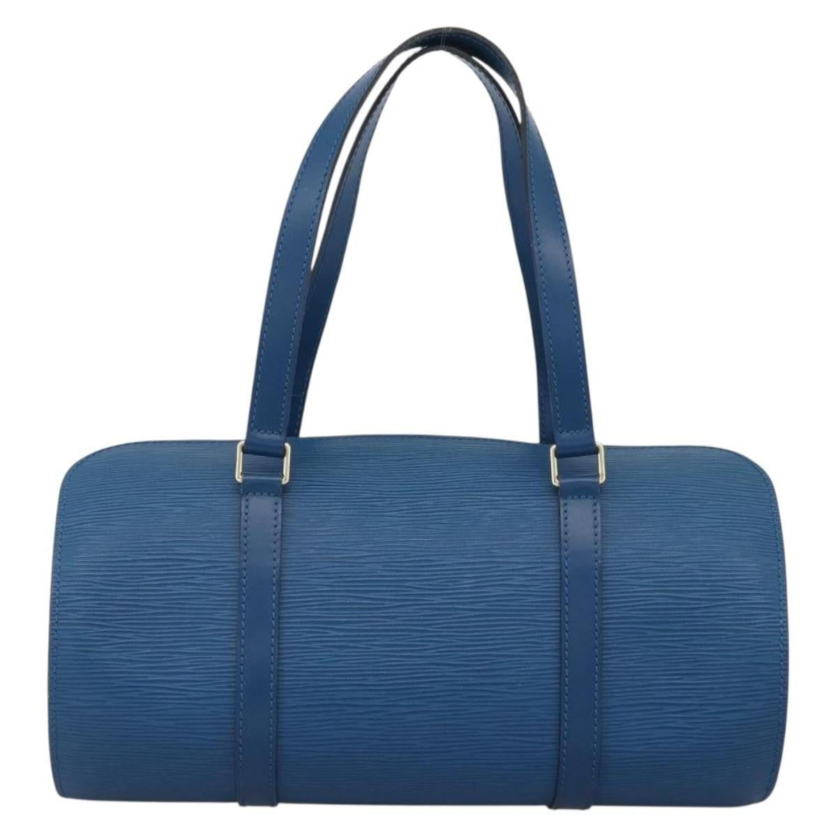 Louis Vuitton Soufflot Handbag Epi Leather Blue Leather Handbag (Authentic  )