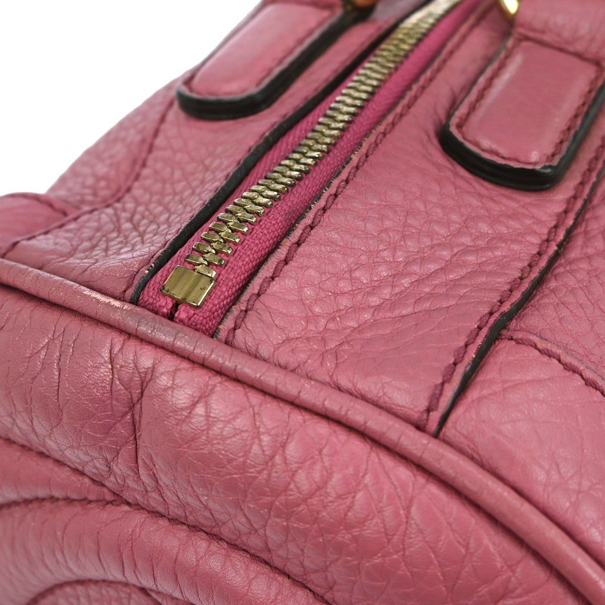 Gucci Soho Boston Bag Leather Pink Leather Handbag ( )