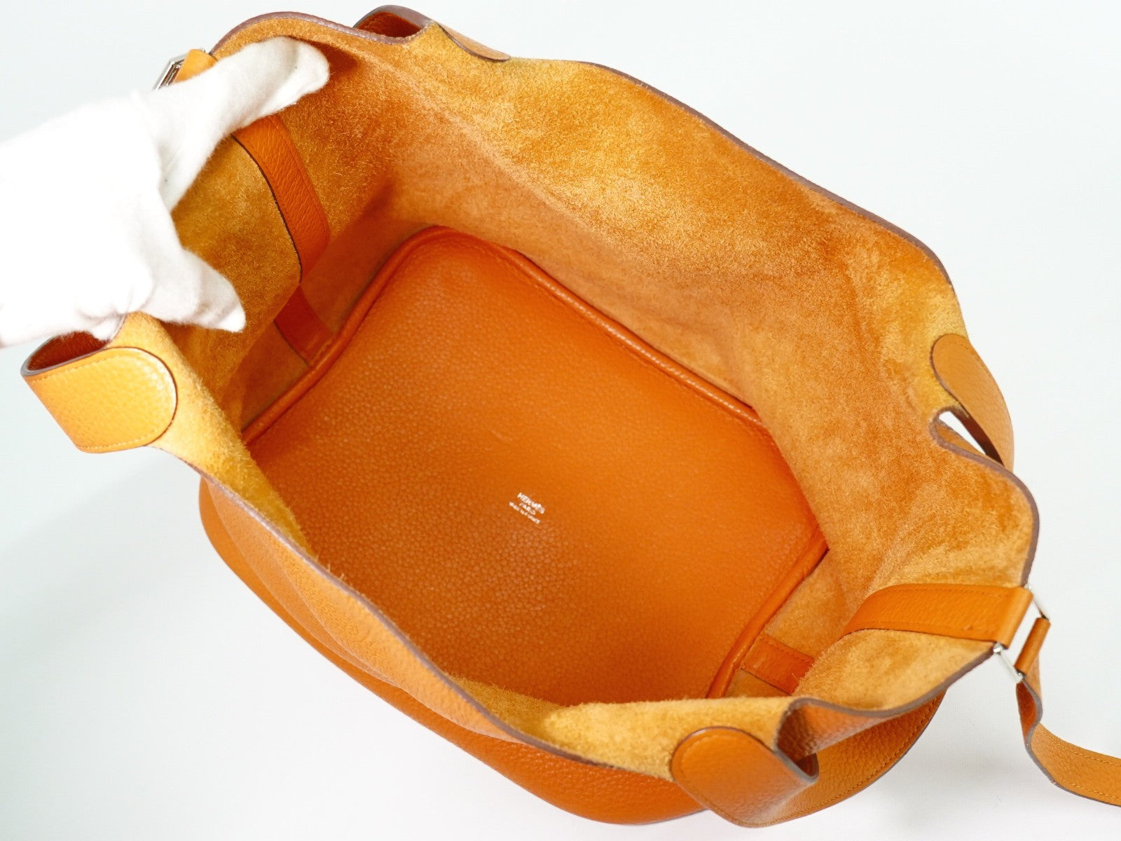 Hermes Picotin Lock Bag Togo Orange Leather Handbag (Authentic  )