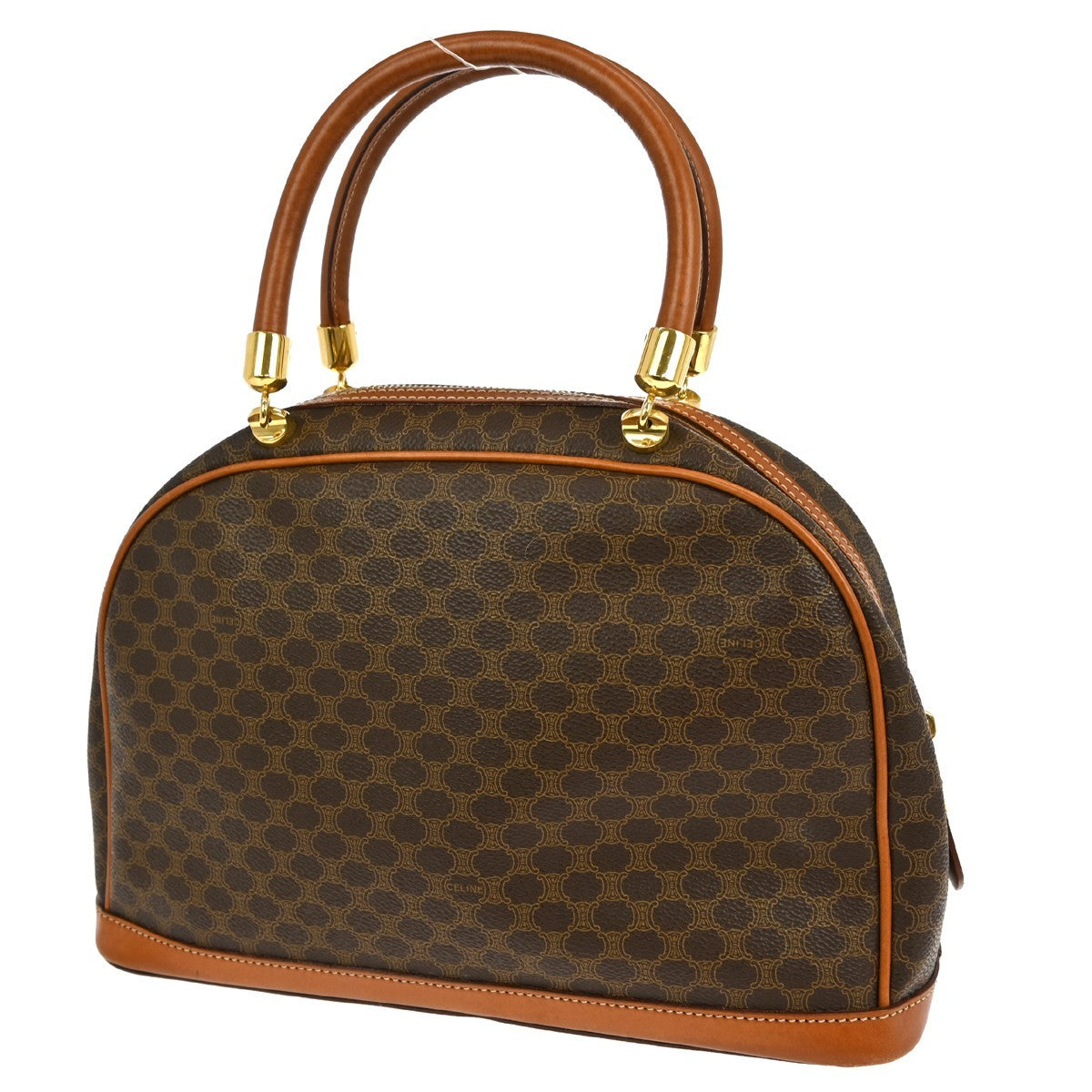 Celine C Macadam Handbag Canvas Brown Pvc Handbag ( )