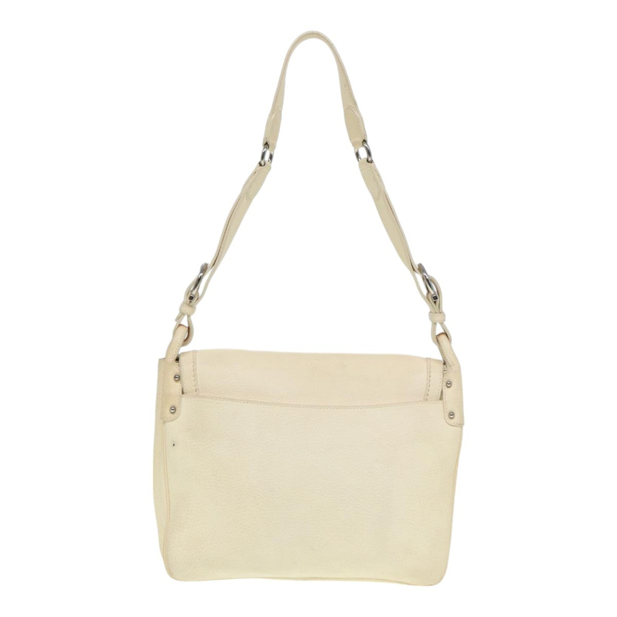 Salvatore Ferragamo Gancini Shoulder Bag Leather White Leather Handbag ( )