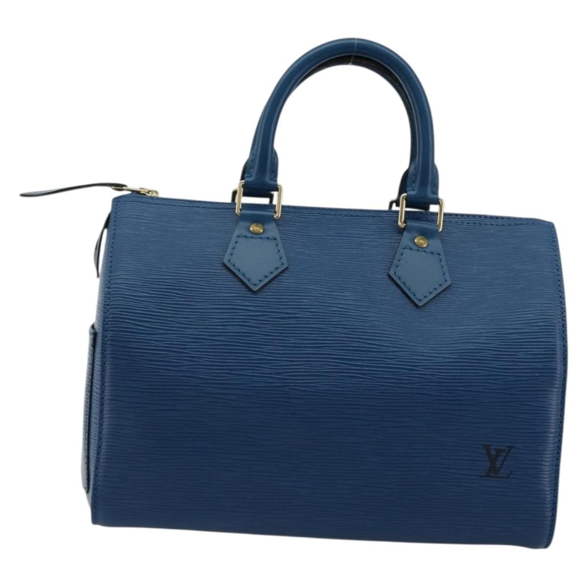 Louis Vuitton Speedy Handbag Epi Leather Blue Leather Handbag ( )