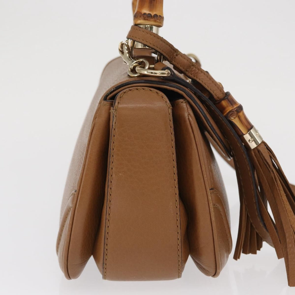 Gucci New Bamboo 1921 Top Handle Bag Leather Brown Leather Handbag (Authentic  )