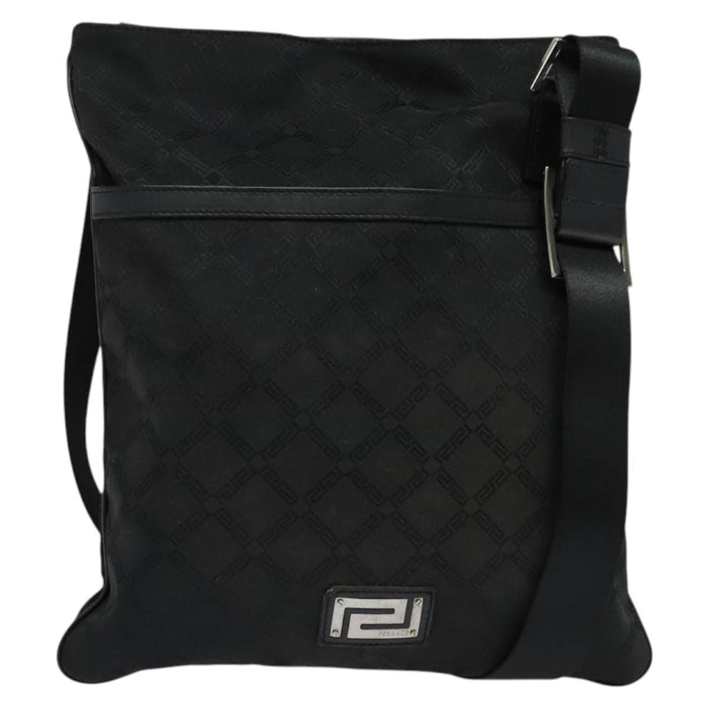 Versace Messenger Bag Canvas Black Canvas Bag (Authentic  )