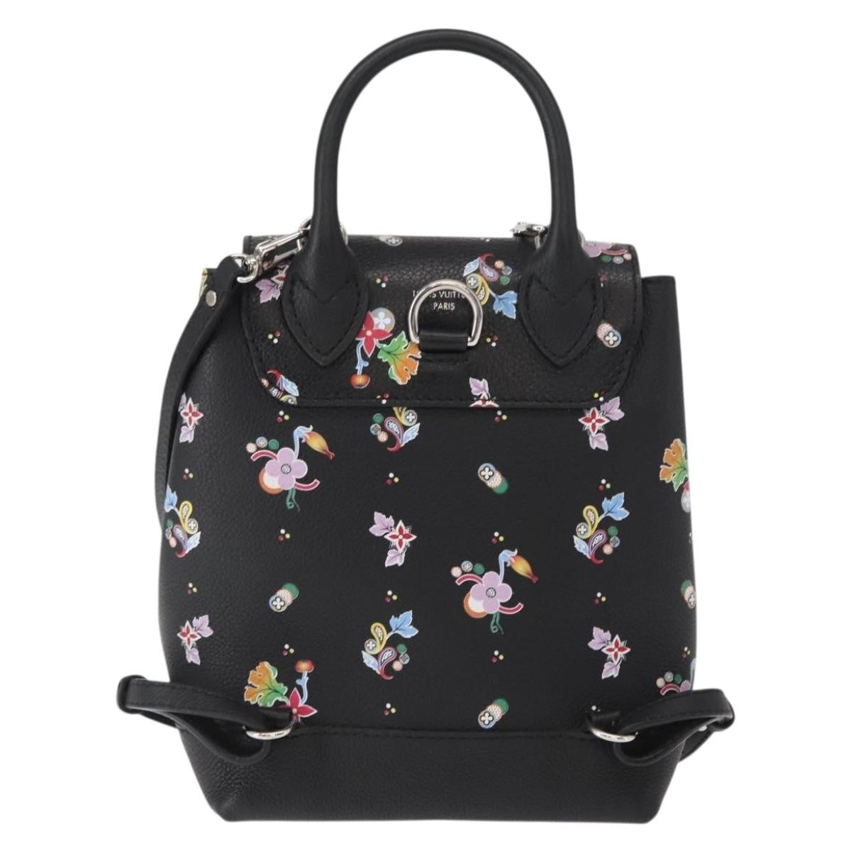 Louis Vuitton Lockme Backpack Floral Printed Leather Black Leather Backpack Bag (Authentic  )