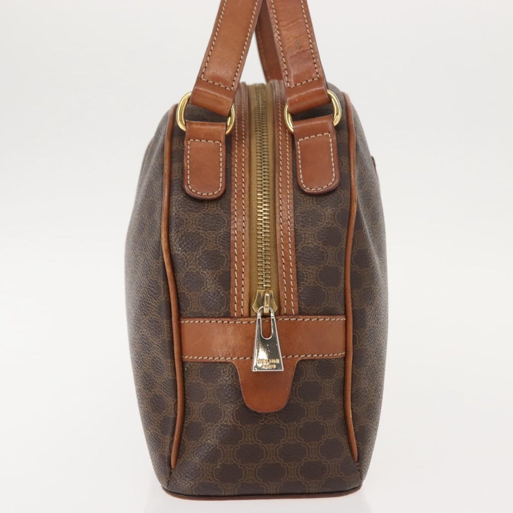 Celine Vintage Macadam Handbag Canvas And Leather Brown Canvas Handbag (Authentic  )