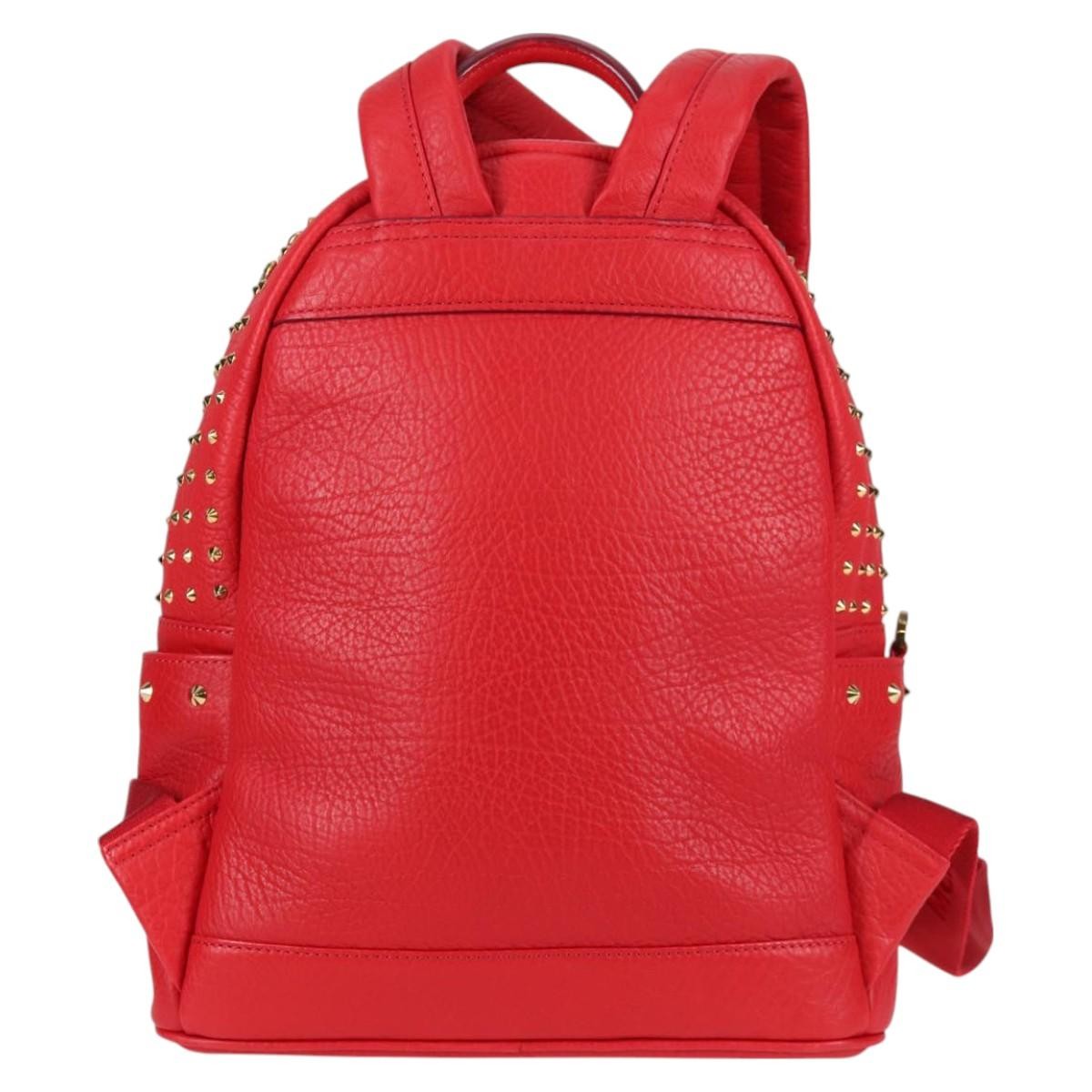 MCM Vintage Vicetos Backpack Leather Red Leather Backpack Bag (Authentic  )
