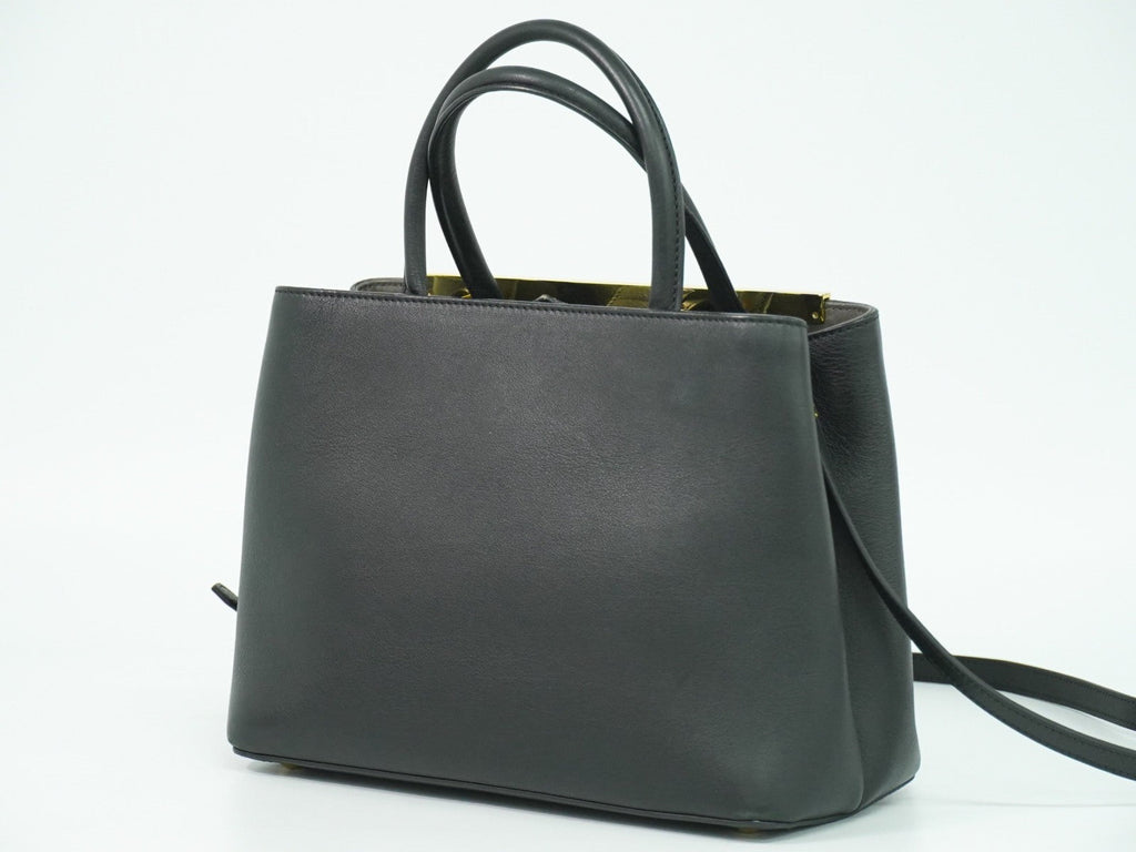 Fendi 2Jours Bag Leather Black Leather Handbag (Authentic  )