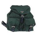 Prada Vela Double Front Pocket Backpack Tessuto With Saffiano Leather Khaki Nylon Backpack Bag (Authentic  )