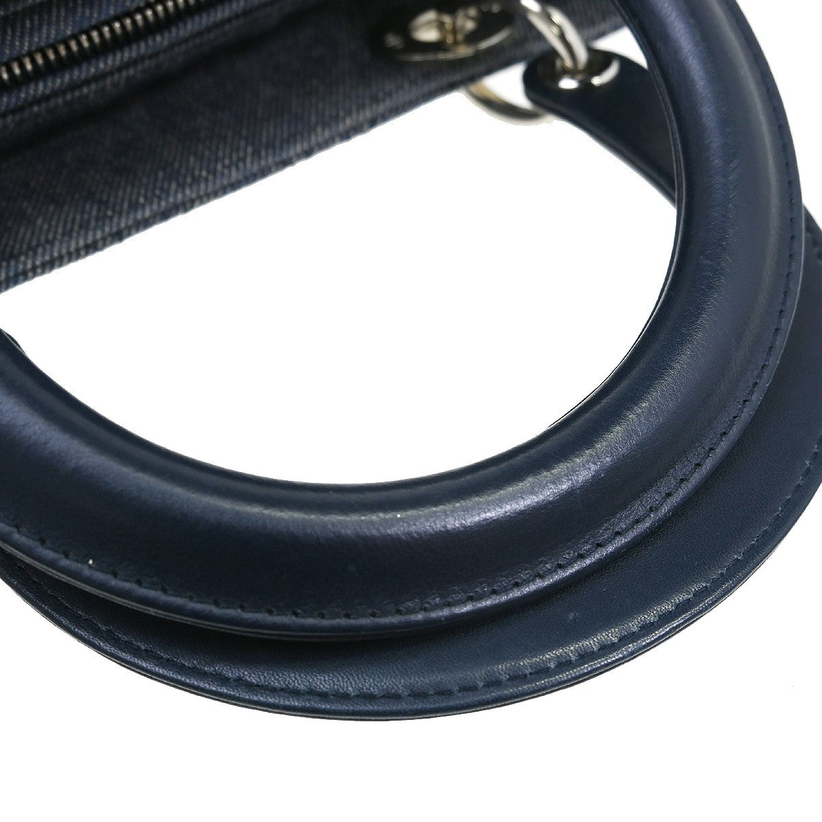 Christian Dior Lady Dior Bag Denim Blue Canvas Handbag ( )