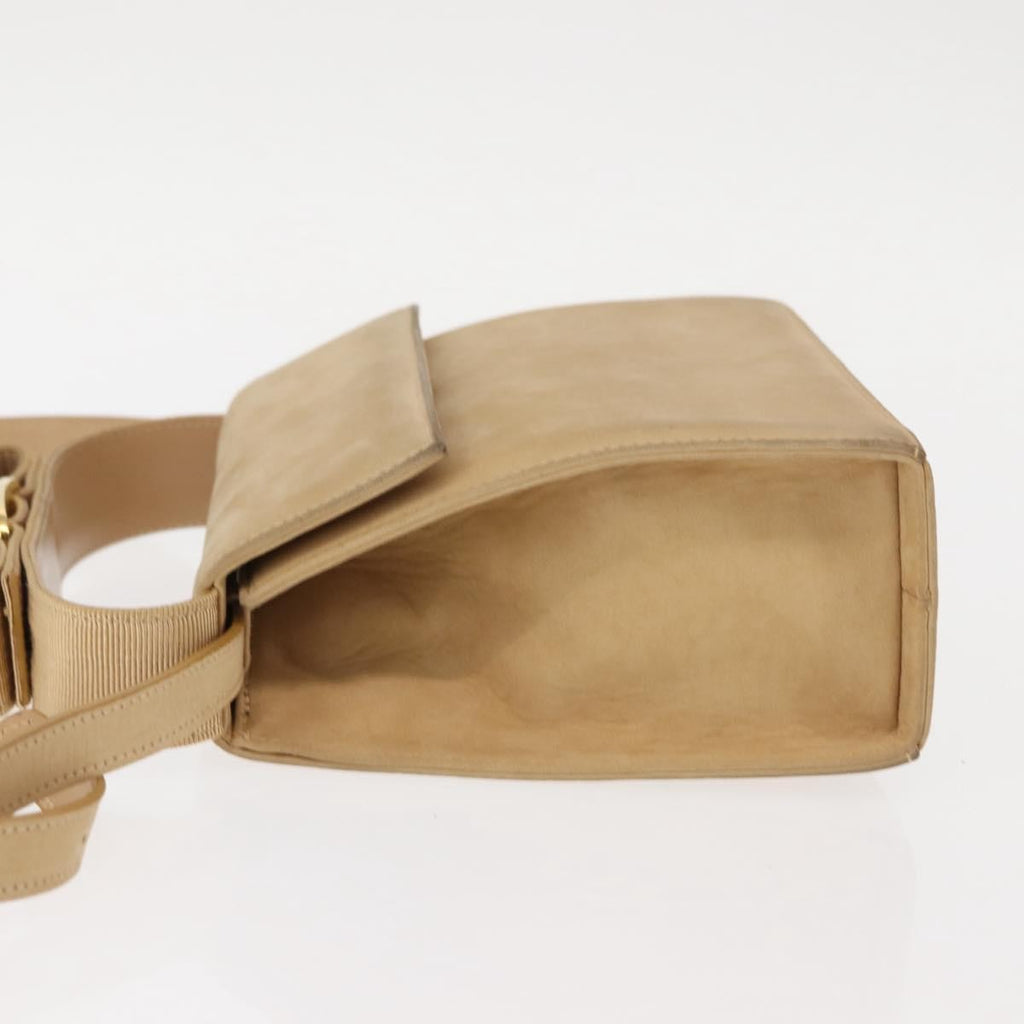 Salvatore Ferragamo Vala Handbag Suede Beige Suede Handbag (Authentic  )