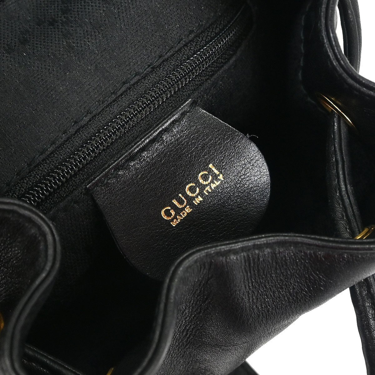 Gucci Vintage Bamboo Backpack Leather Black Leather Backpack Bag (Authentic  )