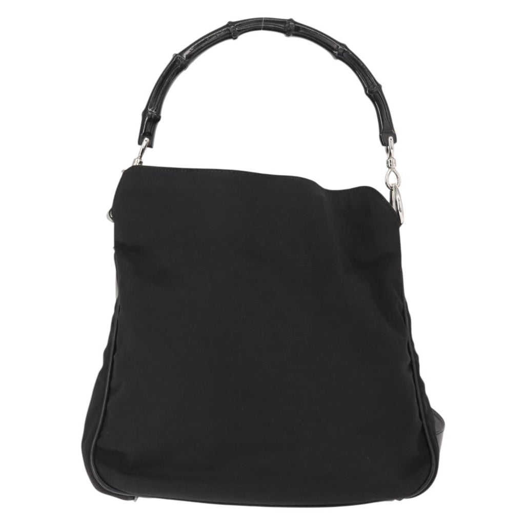 Gucci Vintage Bamboo Handle Bag Nylon Black Nylon Handbag ( )