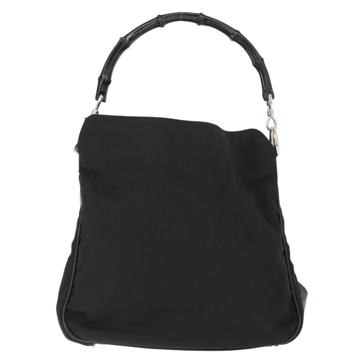 Gucci Vintage Bamboo Handle Bag Nylon Black Nylon Handbag ( )
