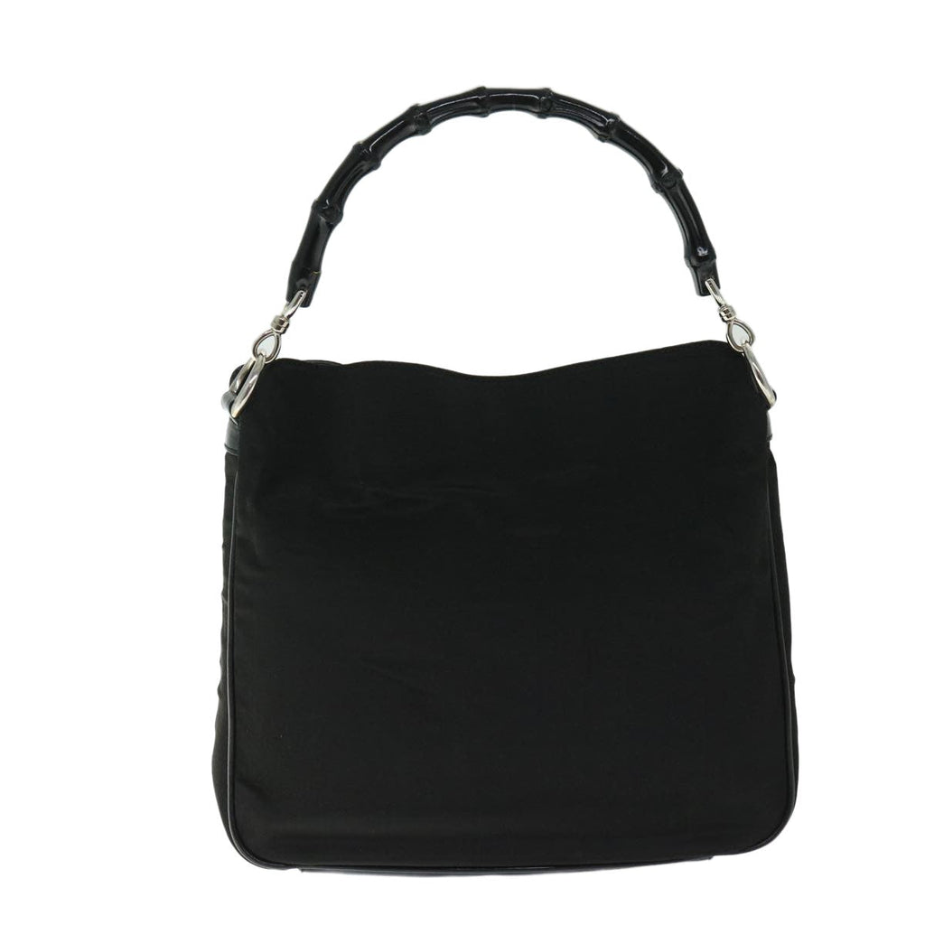 Gucci Vintage Bamboo Handle Bag Nylon Black Nylon Handbag ( )