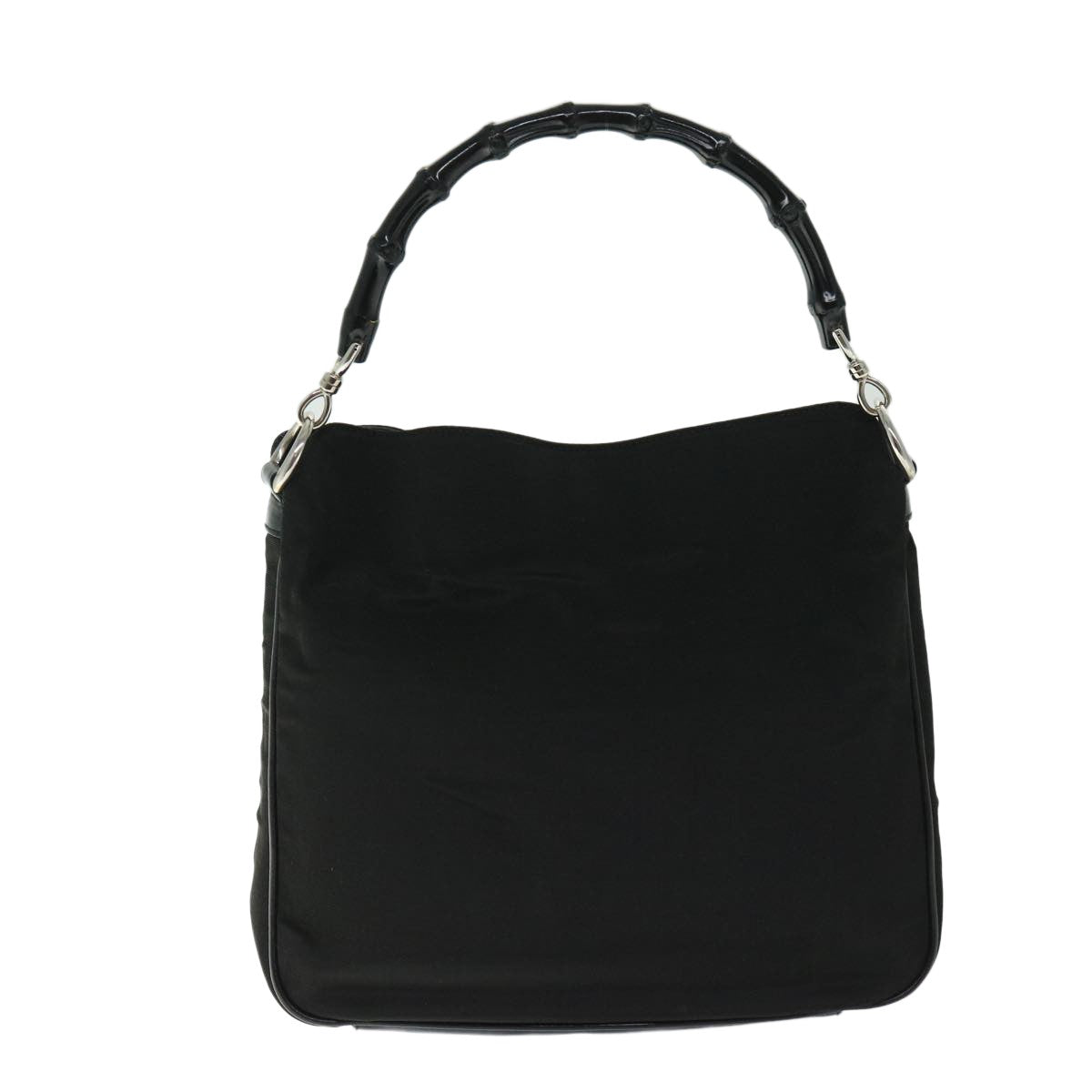 Gucci Vintage Bamboo Handle Bag Nylon Black Nylon Handbag ( )
