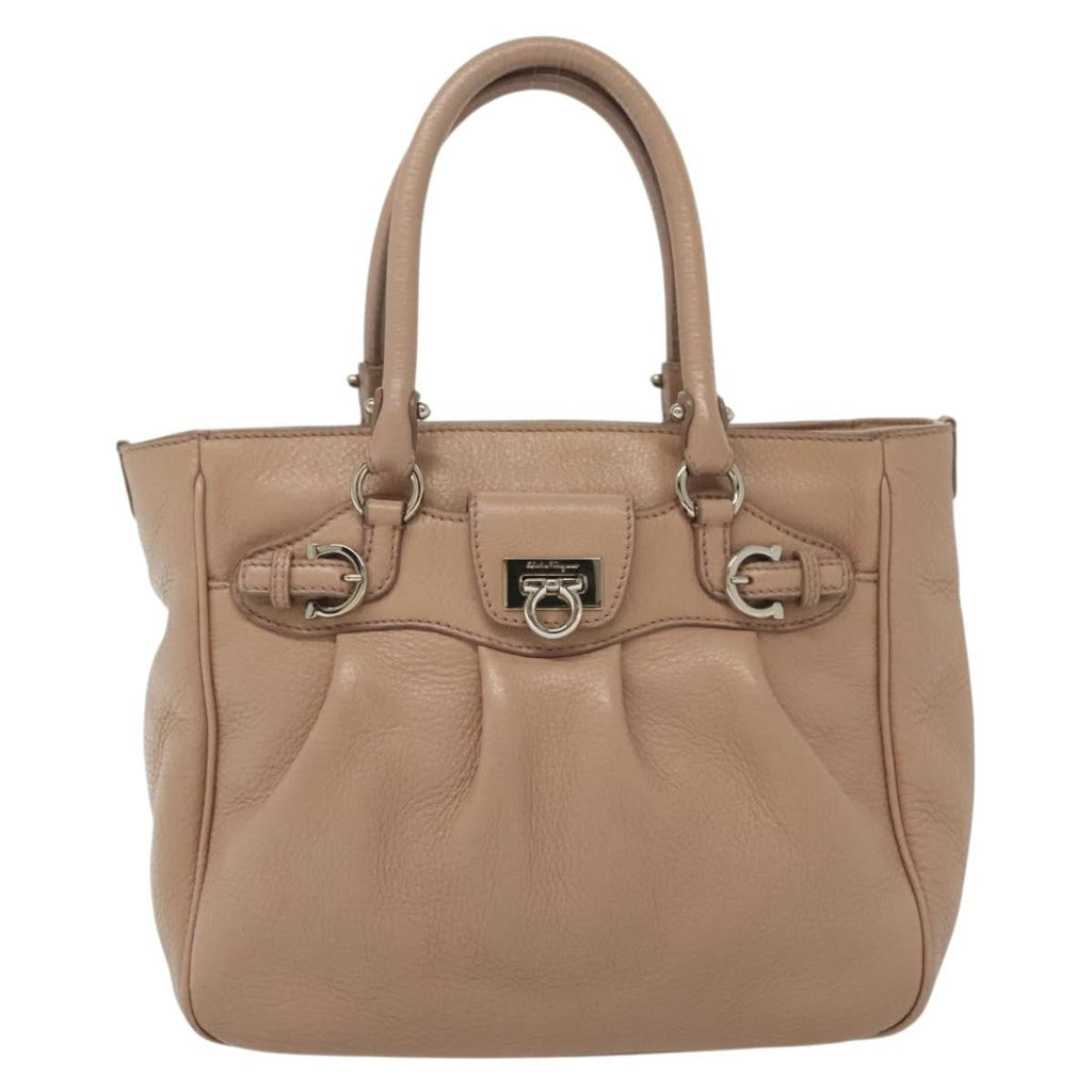 Salvatore Ferragamo Gancini Handbag Leather Pink Leather Handbag (Authentic  )