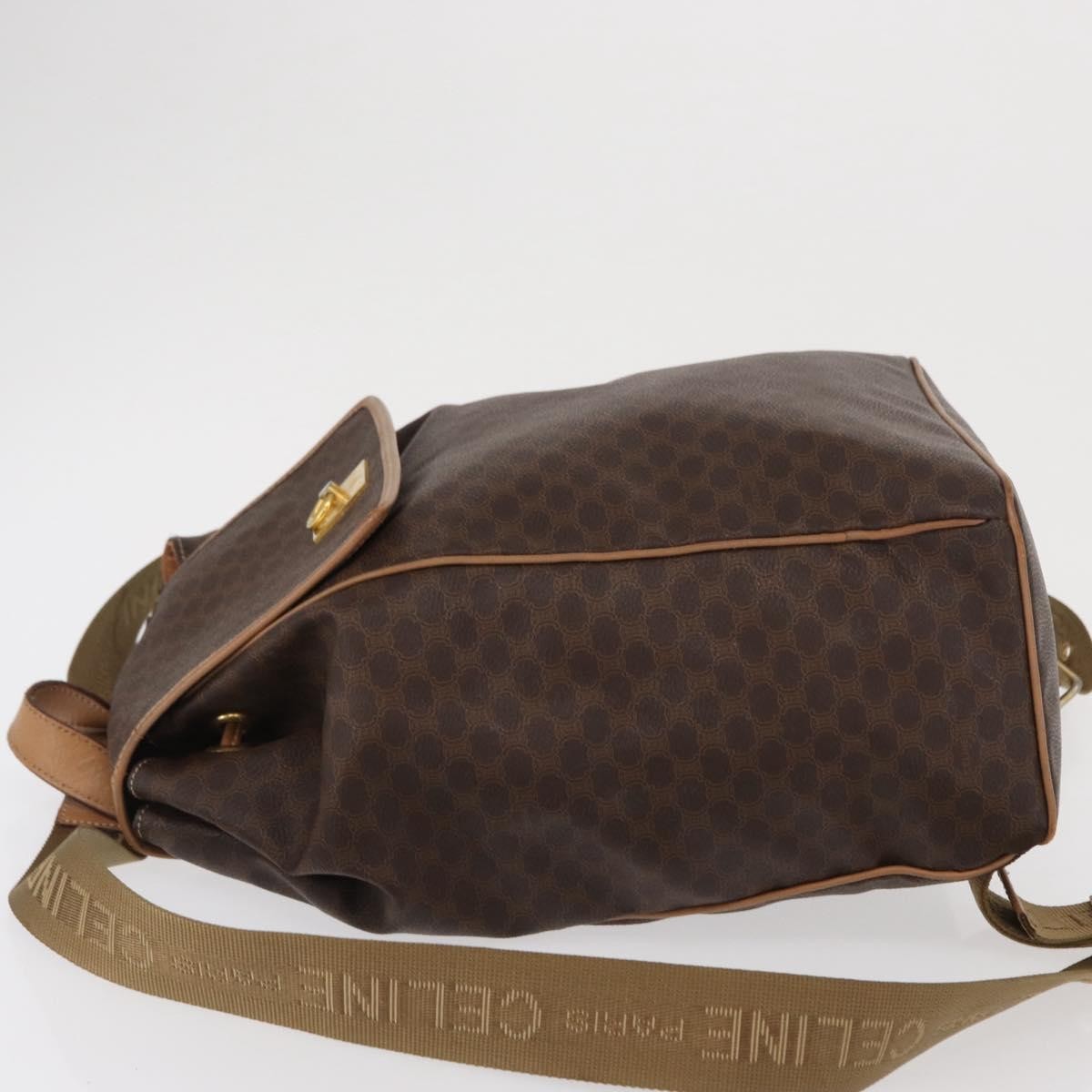 Celine Vintage Macadam Backpack Canvas And Leather Brown Canvas Backpack Bag (Authentic  )