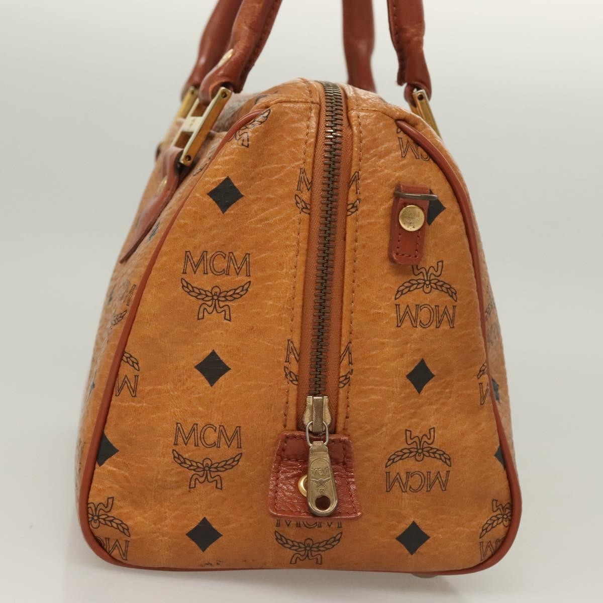 MCM Visetos Handbag Canvas And Leather Brown Canvas Bag (Authentic  )