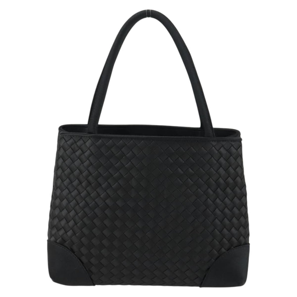 Bottega Veneta Intrecciato Handbag Satin Black Satin Handbag (Authentic  )