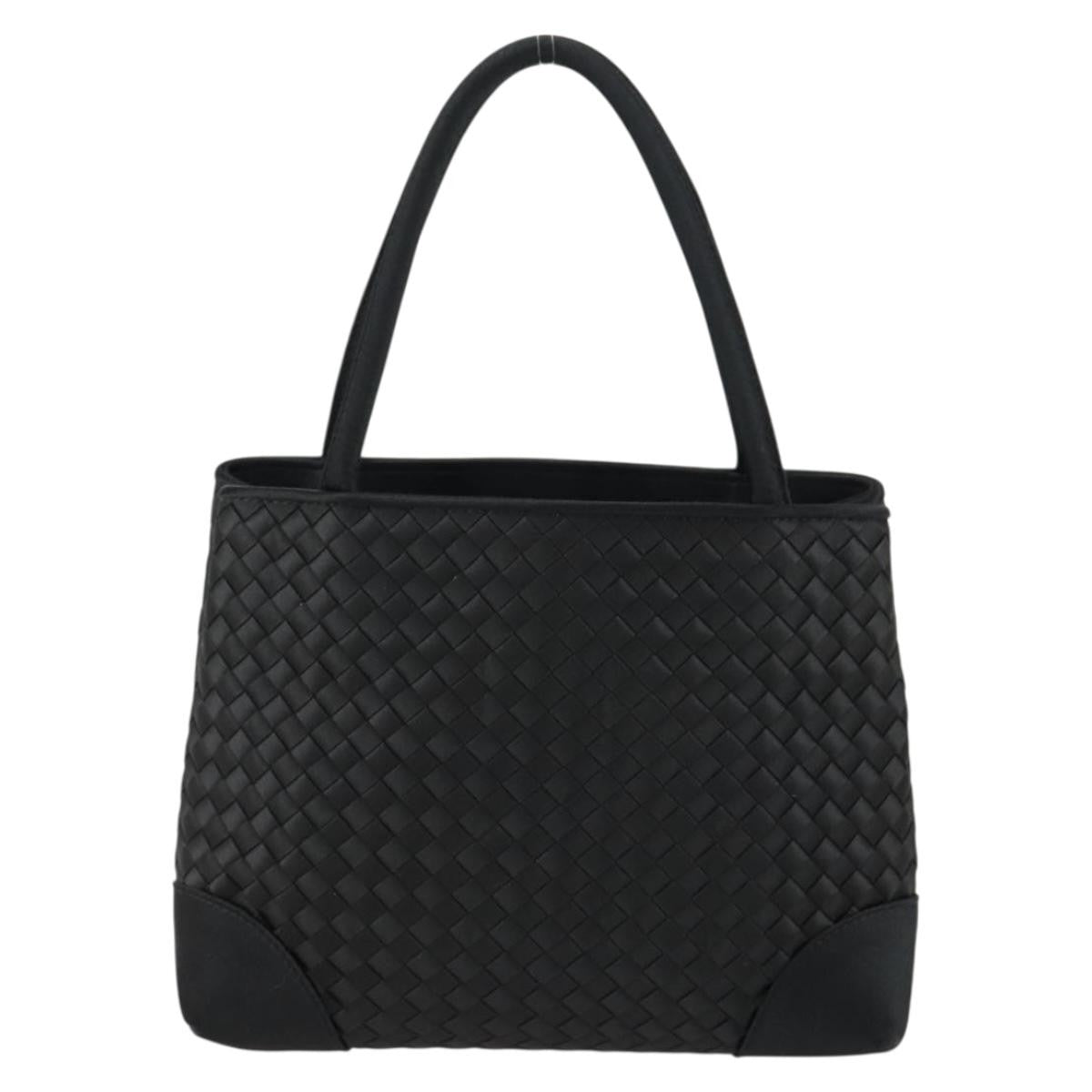 Bottega Veneta Intrecciato Handbag Satin Black Satin Handbag (Authentic  )