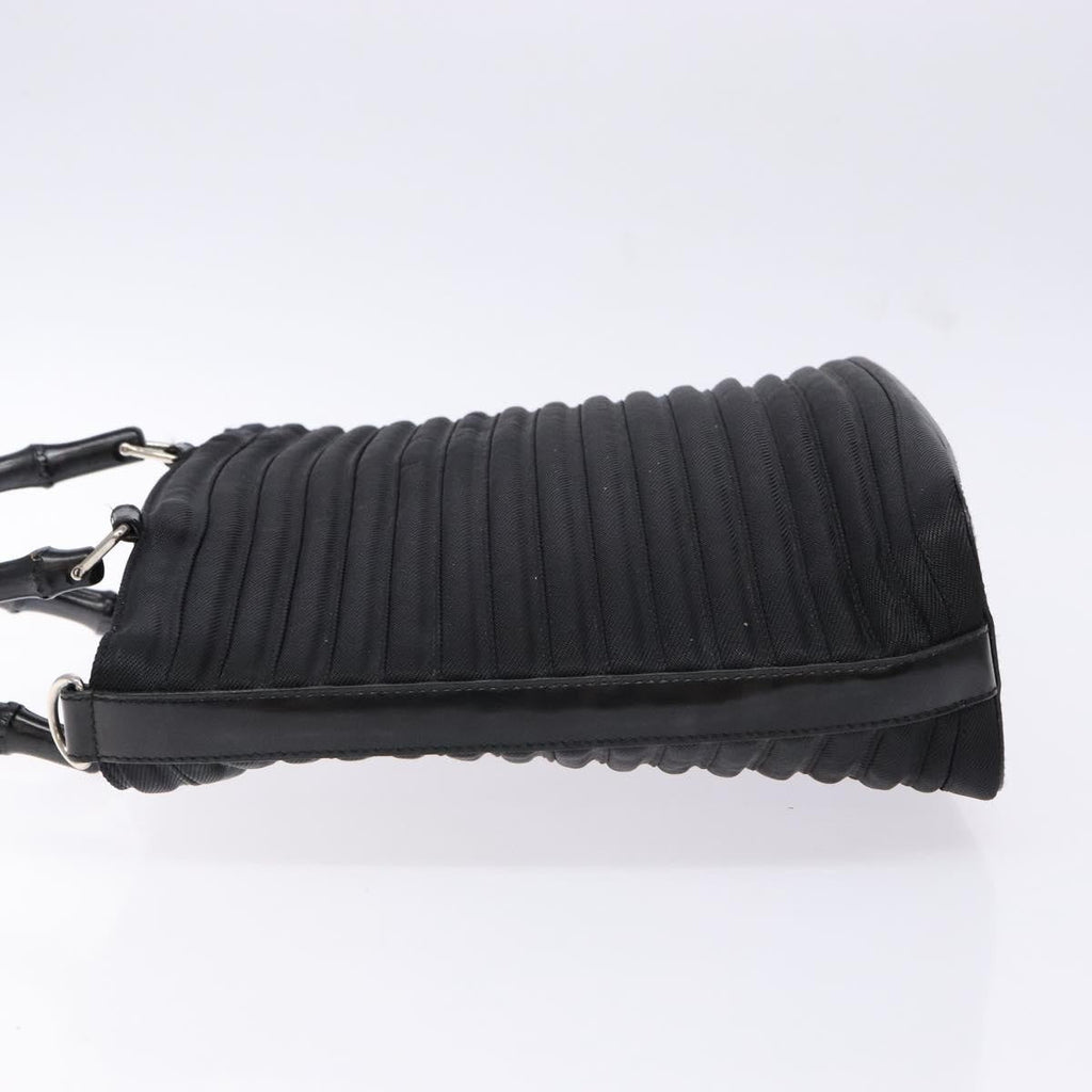 Gucci Vintage Bamboo Handle Bag Nylon Black Nylon Handbag (Authentic  )