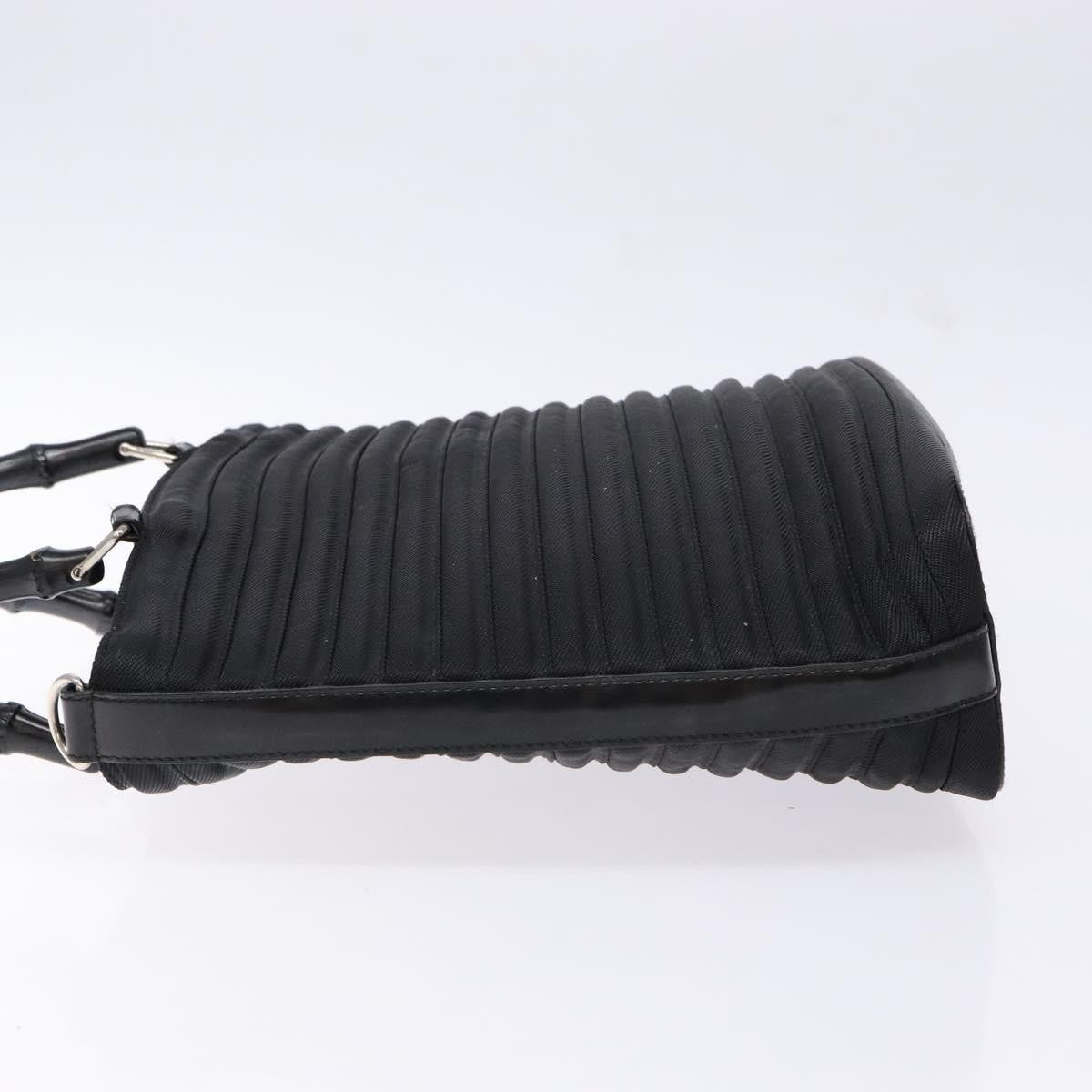 Gucci Vintage Bamboo Handle Bag Nylon Black Nylon Handbag (Authentic  )