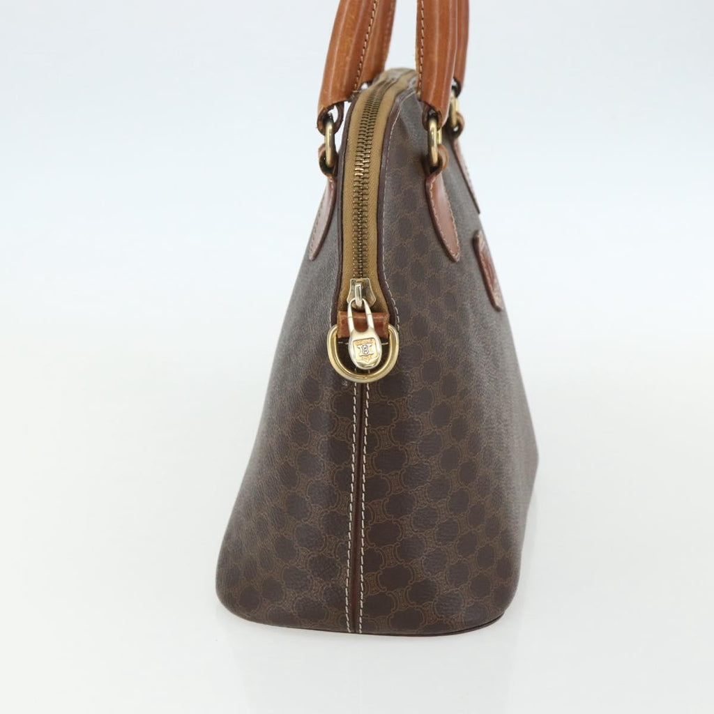 Celine Vintage Macadam Handbag Canvas And Leather Brown Canvas Handbag (Authentic  )