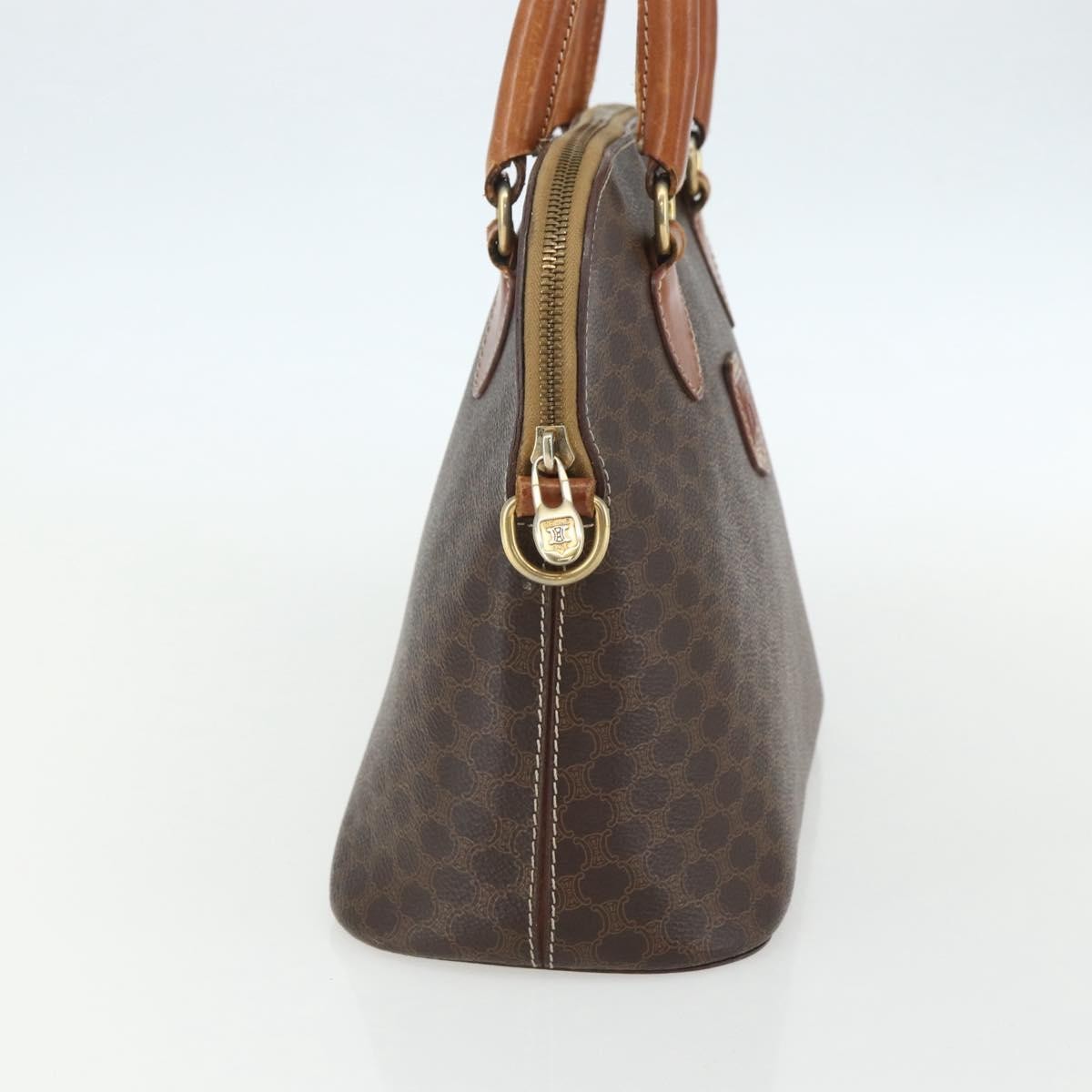 Celine Vintage Macadam Handbag Canvas And Leather Brown Canvas Handbag (Authentic  )