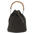Gucci Vintage Bamboo Bucket Bag Nylon And Leather Khaki Nylon Handbag ( )